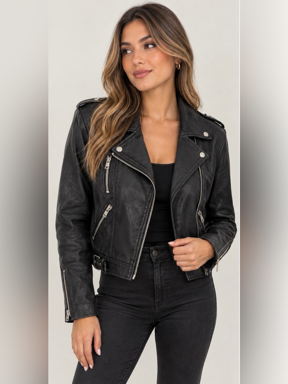 Zara Classic Black Moto Jacket - Women's Leather-Style XL
